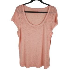American Eagle Peach Pink Scoop Neck Burnout T-Shirt Womens XXL Short Sleeve